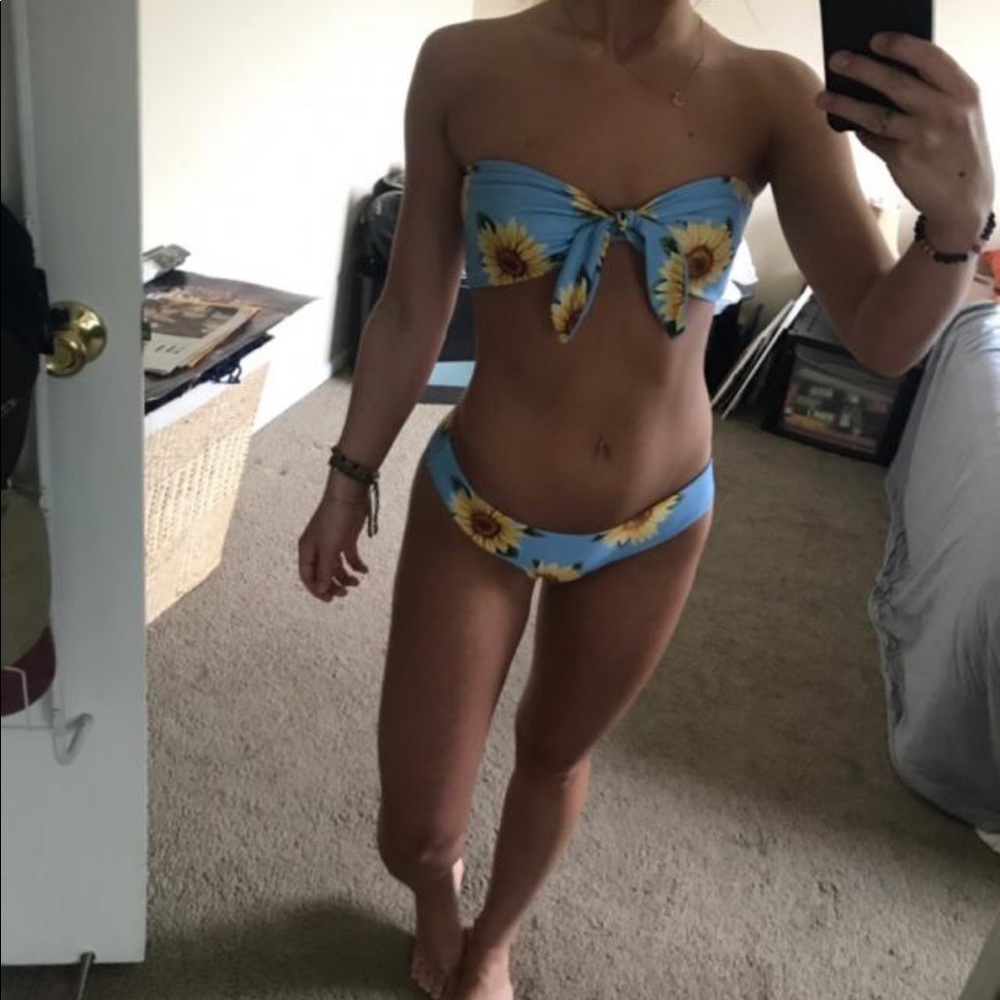 Sunflower bandeau bikini set